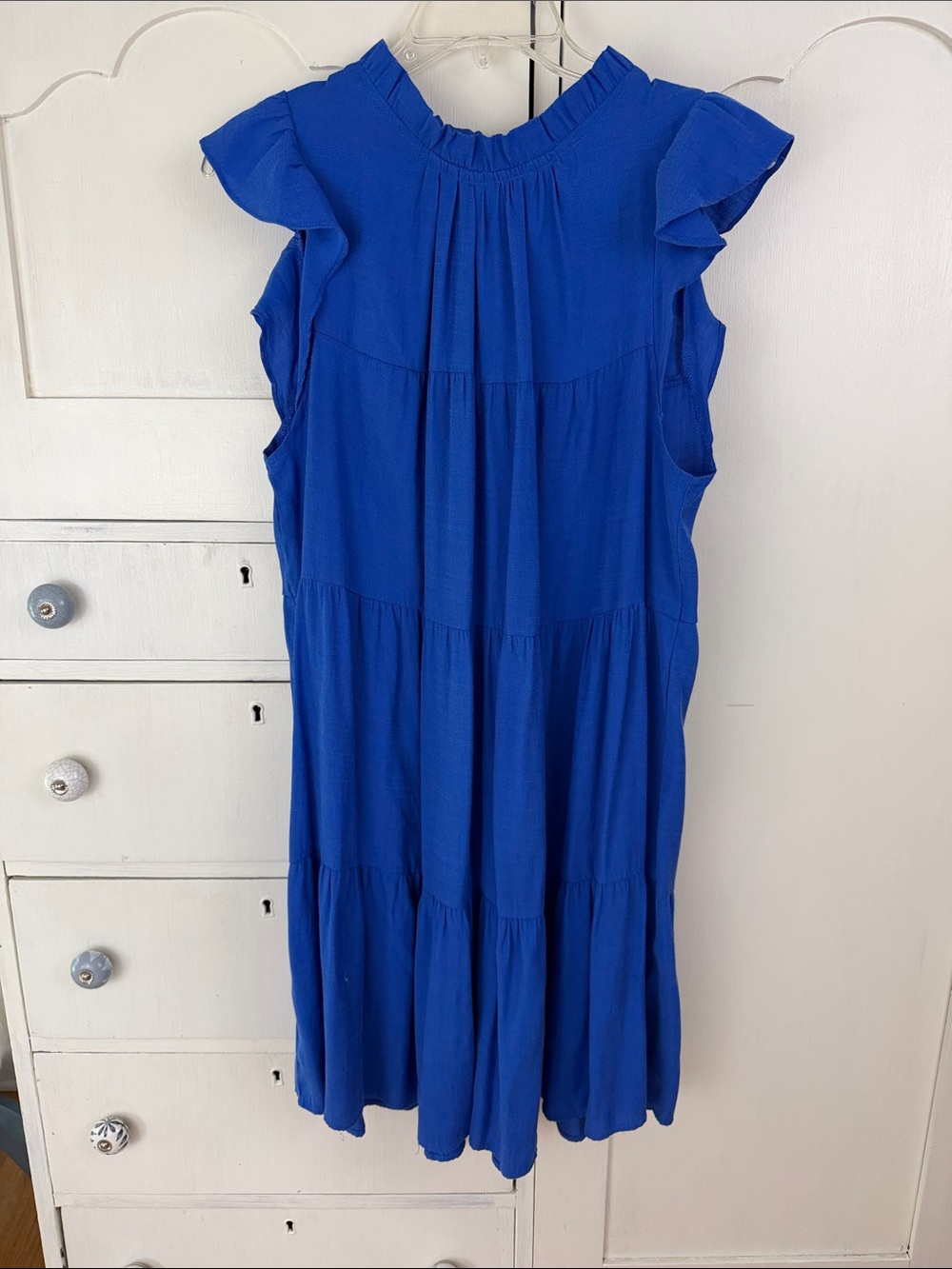 JODIFL Royal Blue Ruffle Sleeve Mini Dress L